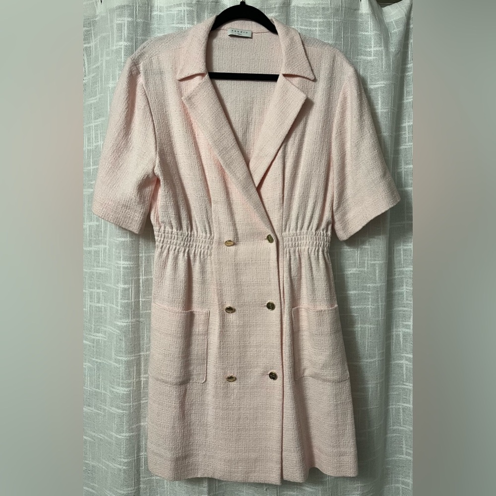Authentic Sandro Paris Light Pink Tweed Mini Dress - S/M